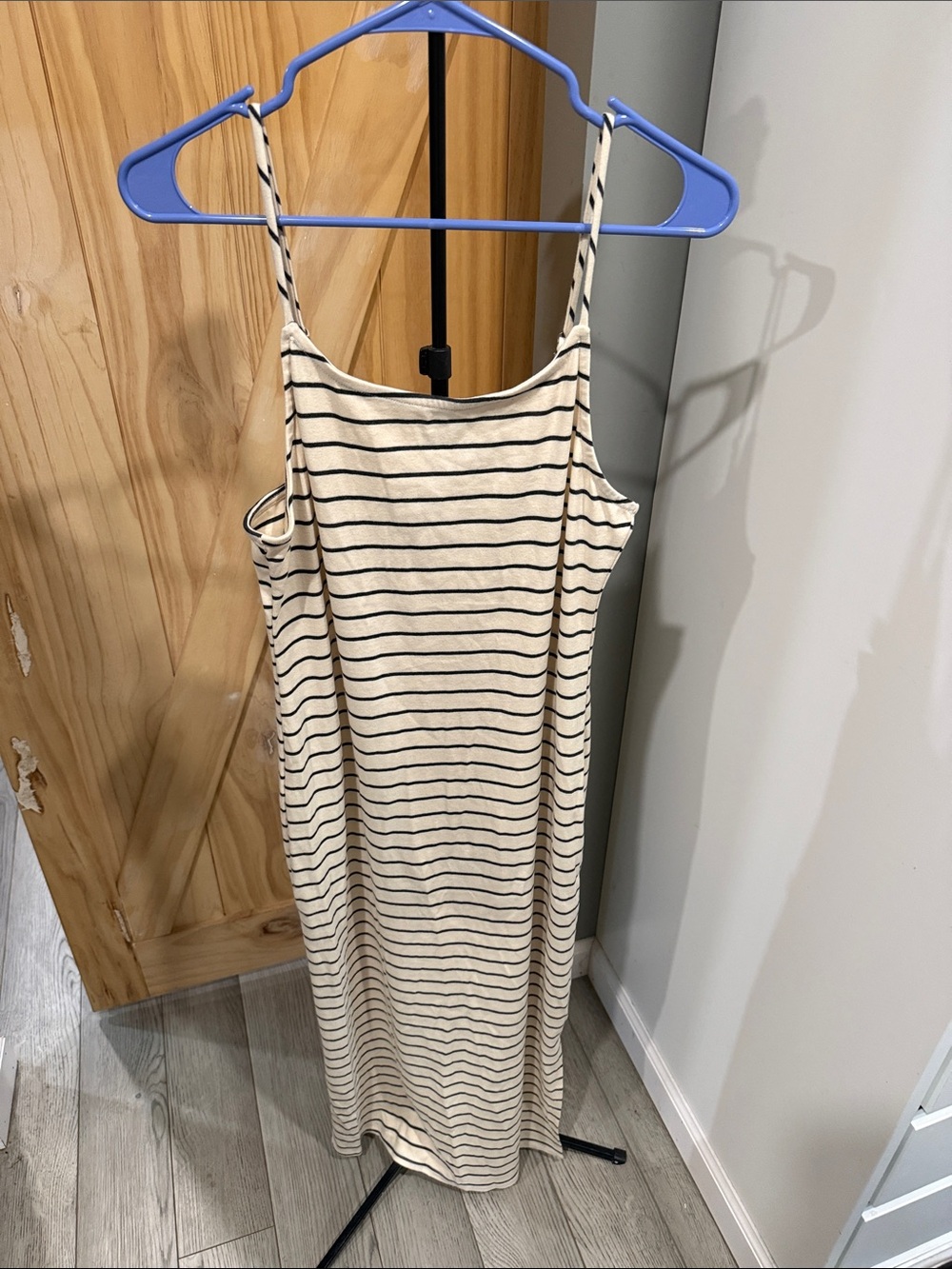 Gilli Cream & Black Striped Midi Slip Dress